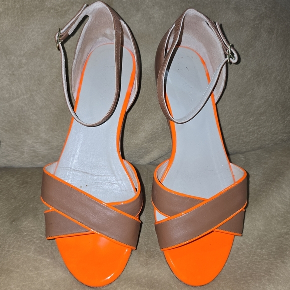 Boden Orange & Brown Ankle Strap Flat Leather Sandals Size (39) 8M US - Picture 1 of 14